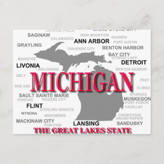 Michigan Staatsstolz Map Silhouette Postkarte