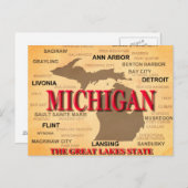 Michigan Staatsstolz Map Silhouette Postkarte (Vorne/Hinten)