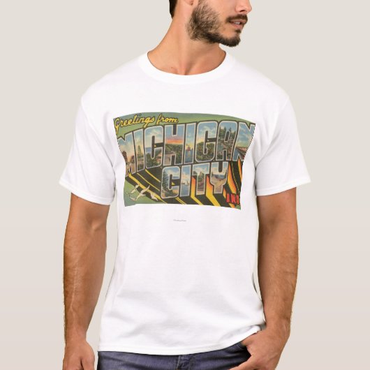 Michigan-Stadt, Indiana - große Buchstabe-Szenen T-Shirt (Vorderseite)
