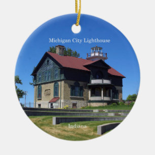 Michigan-Stadt-Leuchtturmkreisverzierung Keramik Ornament