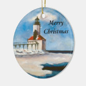 Michigan-Stadt-Licht-Weihnachtsverzierung Keramikornament (Links)