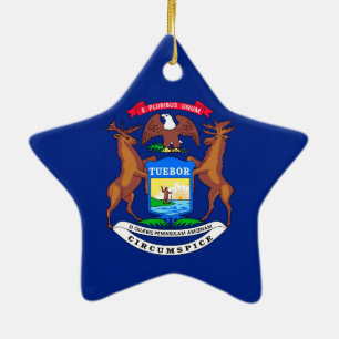 Michigan State Flag Design Keramikornament