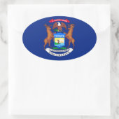 Michigan State Flag Design Ovaler Aufkleber (Tasche)