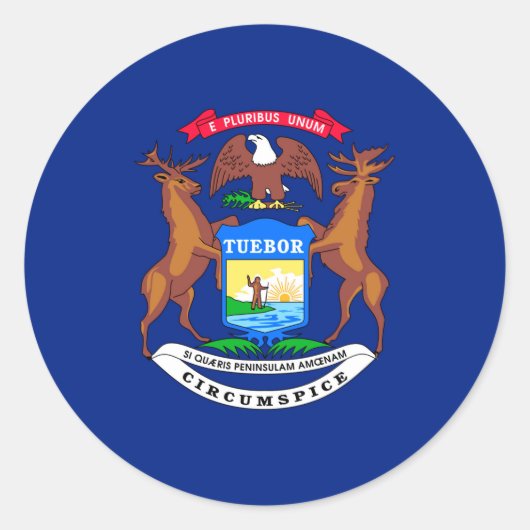 Michigan State Flag Design Runder Aufkleber (Vorderseite)