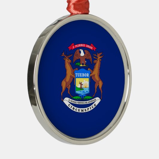 Michigan State Flag Design Silbernes Ornament (Rechts)