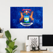 Michigan State Flag Grunge Poster (Heimbüro)