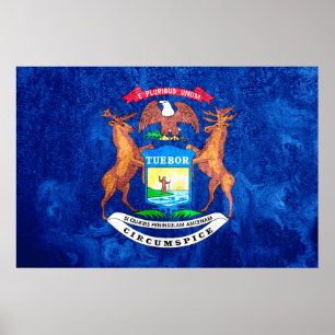 Michigan State Flag Grunge Poster