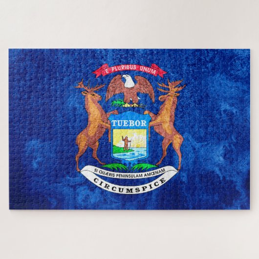 Michigan State Flag Grunge Puzzle (Horizontal)