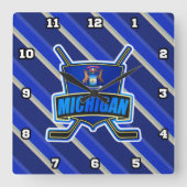 Michigan State Flag Hockey Wall Uhr (Vorderseite)