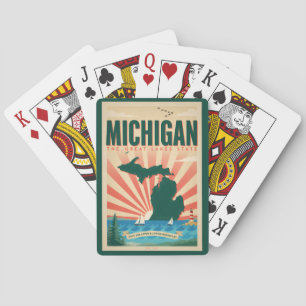 Michigan State Illustration Reise Kunst Vintage Spielkarten