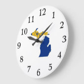 Michigan State Name Word Art Yellow Große Wanduhr (Winkel)