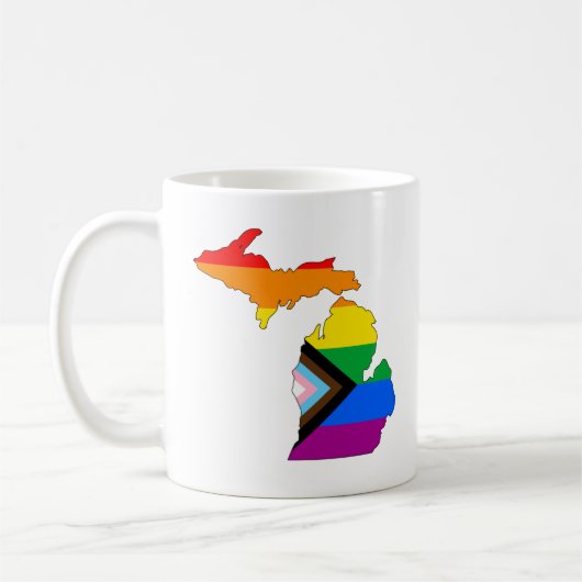 Michigan State Pride LGBTQ Progress Pride Kaffeetasse (Links)