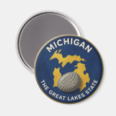 Michigan State Pride Wolverine-Emblem 🐾 Magnet (Vorderseite/Rückseite)