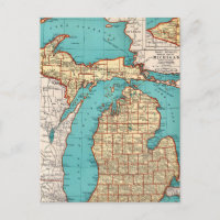 Michigan State Vintage-Karte Postkarte