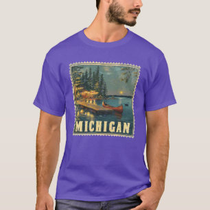 Michigan Stempel Staat Bedrängt Vintage Vereinigte T-Shirt