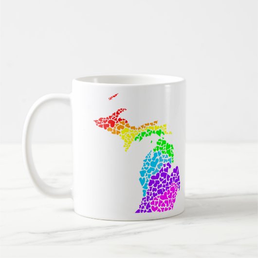 Michigan Stolz : Regenbogenherzen Kaffeetasse (Links)