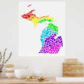 Michigan Stolz : Regenbogenherzen Poster (Küche)