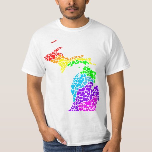 Michigan Stolz : Regenbogenherzen T-Shirt (Vorderseite)
