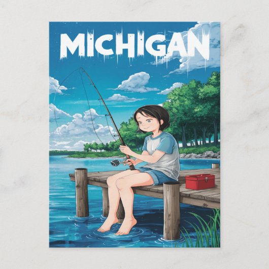 Michigan Summer Fishing Adventure Postkarte (Vorderseite)