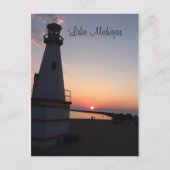 Michigan Sunset Lighthouse Postkarte (Vorderseite)