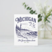 Michigan The Great Lakes Staat Est. 1837 Postkarte (Stehend Vorderseite)