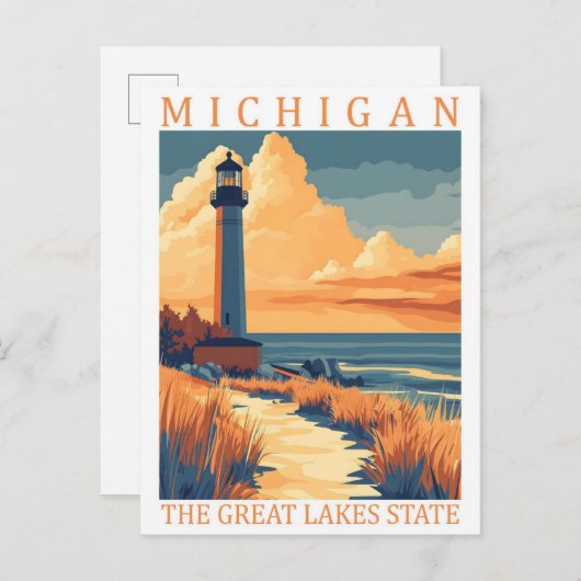 Michigan the Great Lakes Staat USA Travel Place Postkarte (Vorne/Hinten)