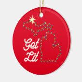 Michigan Theme Ornament mit lustigem GET LIT (Links)