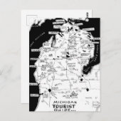 Michigan Touristenkarte Postkarte (Vorne/Hinten)
