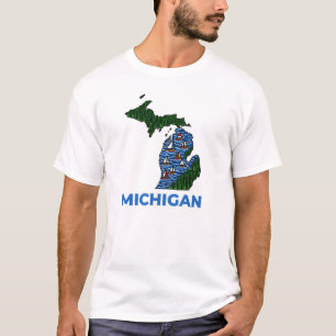 Michigan-Umriss-Tätowierungsstil T-Shirt