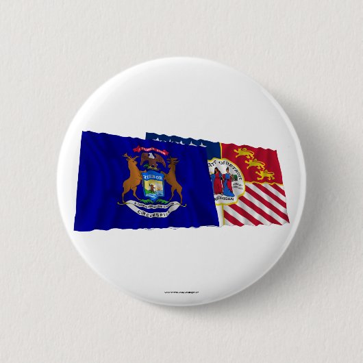Michigan- und Detroit-Flaggen Button (Vorderseite)