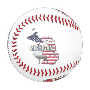 Michigan United Staaten Retro Staat Map Vintag USA Baseball