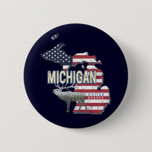 Michigan United Staaten Retro Staat Map Vintag USA Button