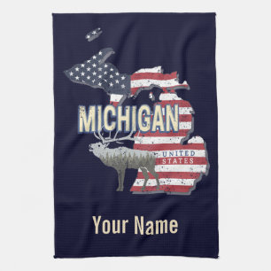 Michigan United Staaten Retro Staat Map Vintag USA Geschirrtuch