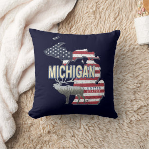 Michigan United Staaten Retro Staat Map Vintag USA Kissen