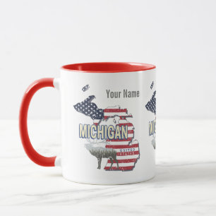 Michigan United Staaten Retro Staat Map Vintag USA Tasse