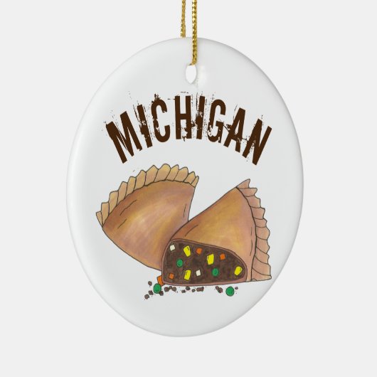 Michigan Upper Peninsula Pasty Meat Pie Feinschmec Keramik Ornament (Rechts)