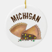 Michigan Upper Peninsula Pasty Meat Pie Feinschmec Keramik Ornament (Hinten)