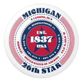 Michigan US Staat Red White Blue Typografy Keramikknauf