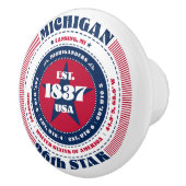 Michigan US Staat Red White Blue Typografy Keramikknauf (Rechts)