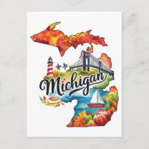 Michigan USA Bundesstaat im Vintage-Wasserfarbenst
