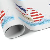 Michigan USA Flag mit Fisch Geschenkpapier (Rolleneckpunkt)
