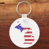 Michigan USA Flaggen-Silhouette Staat-Karte Schlüsselanhänger (Vorderseite)