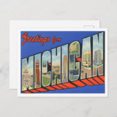 Michigan Vintag Big Letters Postcard Postkarte (Vorne/Hinten)