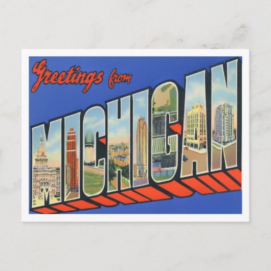 Michigan Vintag Big Letters Postcard Postkarte (Vorderseite)