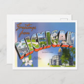 Michigan Vintag Big Letters Postcard Postkarte (Vorne/Hinten)