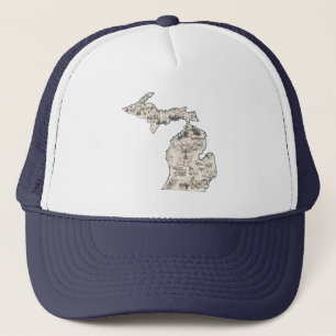 Michigan Vintag Picture Map Baseball Style Truckerkappe