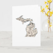 Michigan Vintag Picture Map Gruß Karte (Gelbe Blume)