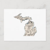 Michigan Vintag Picture Map Staat Chart Postkarte (Vorderseite)