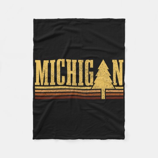 Michigan Vintage Baum State Pride Camping Wandern  Fleecedecke (Vorderseite)