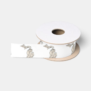 Michigan Vintage-Bildkarte-Ribbon Satinband